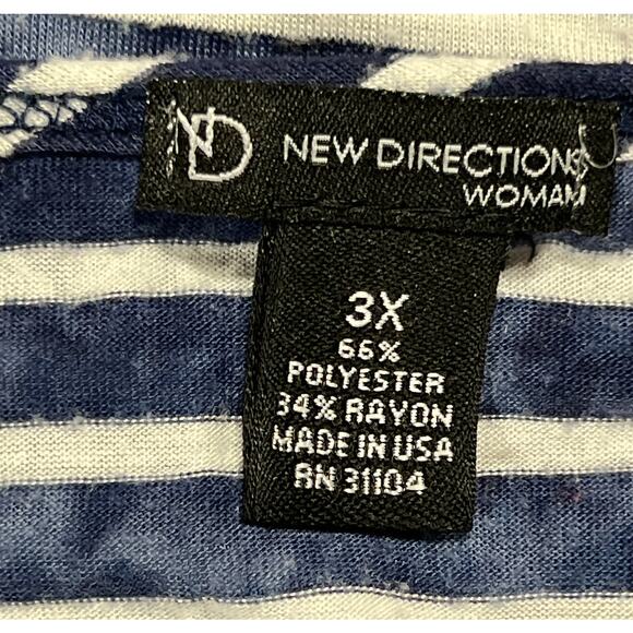 New Directions Woman Tie Dye 3/4 Sleeves Asymmetrical Tunic Plus Size 3X V-Neck - Picture 8 of 15